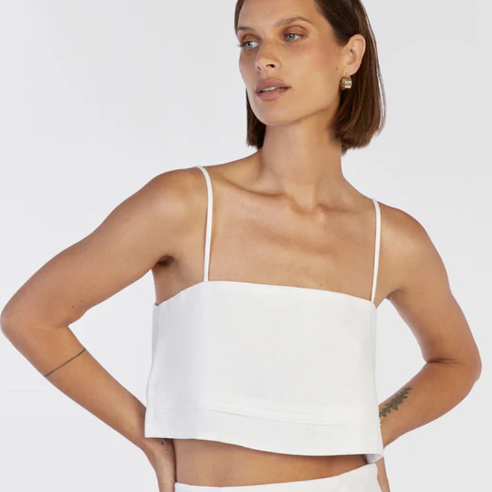 DISSH LAINIE WHITE LINEN CROP TOP SIZE 6